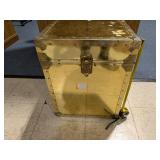 Gold Chest/Box With Latch: 20"H x 15 1/2"W x 15 1/2"D, Housewares, Umbrellas, Statuette, Hat Box - E