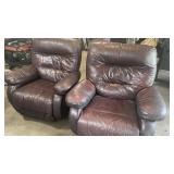 Pair of Faux Leather Manual Reclining Armchairs - Grand Rapids Off-Site
