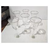 Gorham Set 6 Grand Manor Platinum Wine Glasses, Blown Crystal Glass, Platinum Trim 8 3/8"H x 3 1/2"W