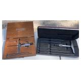 Two Starrett Depth Micrometer Sets with Wooden and Fitted Hard Cases - Grand Rapids Off-Site
