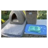 Pet Care Supplies Lot with Dome Cave Bed, Dual Bowl, and Grooming Accessories - Grand Rapids Off-Sit