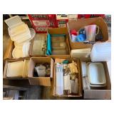 8 Large Boxes of Vintage Plastic Tupperware and Kitchenware