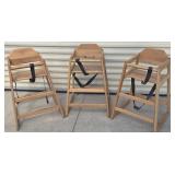 Three Classic Restaurant-Style Wooden Highchairs