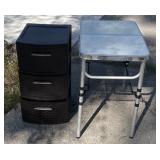 Sterilite 3-Drawer Plastic Storage Cart and Aluminum Folding Portable Table - Grand Rapids Off-Site