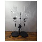 Handblown Glass Wine Dispensers Etched with Grapevine Details