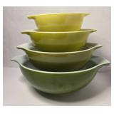Complete Set of Vintage 1959-1962 "Verde" Cinderella Pyrex Nesting Mixing Bowls - Never Used