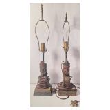 Antique Pair of Native American Bust Lamps