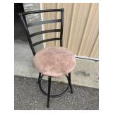 Metal Swivel Bar Stool, Ladder Back, Tan Microsuede Seat