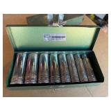 S-K Tools 1/2" Drive SAE Deep Socket Set, 8 Pc. 1/2" to 15/16", Metal Case, USA Made