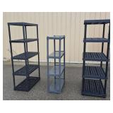 3 Plastic Shelving Units