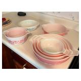 Vintage Pyrex Pink & White Gooseberry Cinderella Mixing Bowl Sets - 7 Pieces - Howard City Off-Site