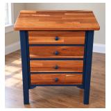 Unique Two-Tone Dark Navy Nightstand - Excellent Condition - Sturdy