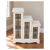 White Wooden Tiered Step Cabinet