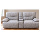 Rockford Grey Dual Power Reclining Console Loveseat - Nice Condition - Non-Smoking Home