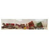 Collection of Vintage Cast Iron Horses, Carts, Circus Wagon, Mail Cart and Men - 1890