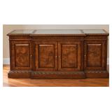 Vintage Hekman Furniture Breakfront Buffet Sideboard with Green Marble Inserts
