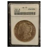 ANACS Certified Graded AU55 1921 Morgan Silver Dollar Very Nice Morgan