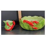 Vintage Royal Bayreuth Porcelain Lobster And Cabbage Leaf Serving Set, Made In Bavaria C. 1902 - Potterville