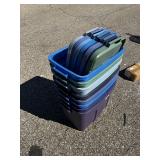 Lot of 8 Multicolor Storage Totes with Lids