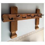 Rustic Wooden Wall-Mounted Coat Rack with 8 Wrought Iron Style Hooks - Farmhouse Decor - Lake Odessa Off-Site