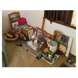 Large Estate Miscellaneous Lot - Framed Art, Christmas Ornaments, Baskets & Household Decor - Lake Odessa Off-Site