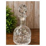 Vintage Heavy Cut-Crystal Liquor Decanter With A Starburst Pattern And Faceted Ball Stopper - Potterville
