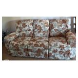 Floral Upholstered Triple Reclining Sofa Couch with Dual Footrests - 3 Seater - Lake Odessa Off-Site