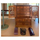 Wooden Jewelry Armoire Cabinet with Lattice Doors, 8 Drawers & Jewelry Accessories - Lake Odessa Off-Site
