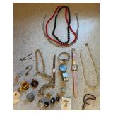 Assorted Costume Jewelry & Watches Lot - Timex, Anne Klein, Necklaces, Rings & Earrings - Lake Odessa Off-Site