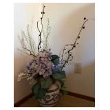 Decorative Blue & White Ceramic Vase with Artificial Hydrangea Floral Arrangement - Lake Odessa Off-Site