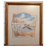 Framed Canada Geese in Flight Wildlife Artwork - Signed Ravasio - Nature & Waterfowl Scene - Lake Odessa Off-Site