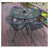 5-Piece Outdoor Metal Mesh Patio Dining Set - Round Table & 4 Armchairs - Lake Odessa Off-Site