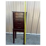 Standing Jewelry Armoire Cabinet - Cherry Finish, 5 Drawers