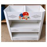Retro White Metal Three Tier Kitchen Vegetable Storage Rack Bin Featuring Teapot Floral Motif Decor - Potterville