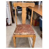 Vintage Wooden Accent Side Chair Rustic Farmhouse Distressed Finish Upholstered Seat - Potterville
