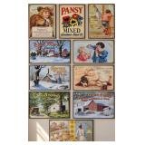 Collection of Antique/Vintage Style Advertising Metal Wall Hangings