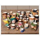 Collection of Vintage Ceramic Toby Mugs and Character Jugs