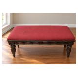 Vintage or Antique Upholstered Wooden Bench