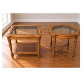 Vintage Sheraton Regency Style End Tables with Glass Top