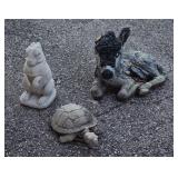 Cement Donkey, Rabbit and Turtle Yard Statues