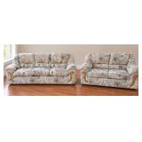 Vintage 1990s Patterned Fabric Sofa and Matching Loveseat