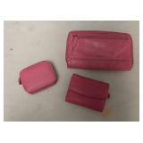 Pink Genuine Leather Wallet Set