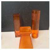 Orange Glass Vase Set