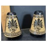 Vintage Greek Black-Figure Ceramic Salt & Pepper Shakers With Mythological Motifs - Potterville