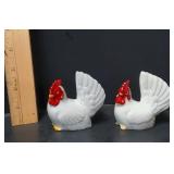 1960s Vintage Japanese White Ceramic Chicken Salt And Pepper Shakers - Potterville