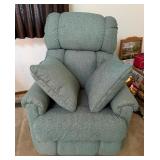 Sage Green Upholstered Rocker Recliner Chair with Matching Accent Pillows - Lake Odessa Off-Site