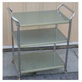 Vintage 3-Tier Metal Rolling Utility Cart by Cosco in Avocado Green and Chrome