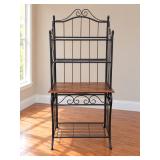 Iron Bakers Rack with Glass Shelves