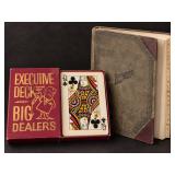 Vintage Executive Deck Jumbo Playing Cards & Antique Alphabetical Ledger Book - 2 Pc Lot - Potterville