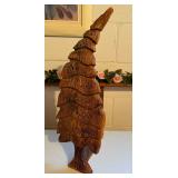Rustic Wooden Christmas Tree Decoration with Glitter Accents & String Lights - Lake Odessa Off-Site